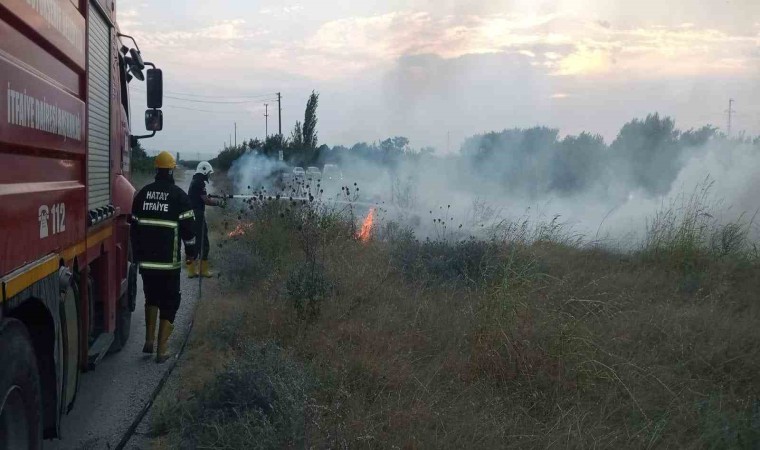 Erzinde doğal gaz borusu üzerindeki otluk alanda yangın çıktı