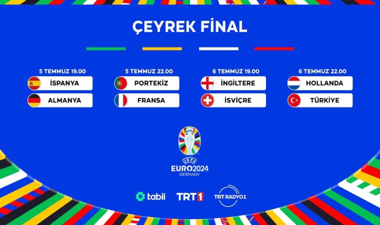 EURO 2024te çeyrek final heyecanı TRT ekranlarında