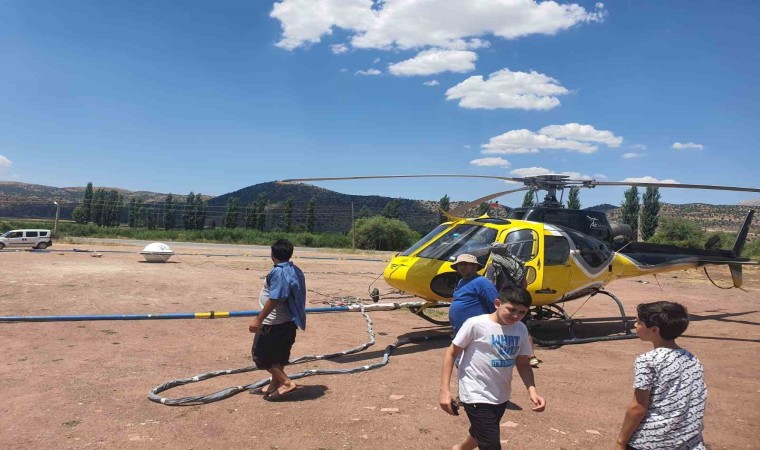 Gölbaşında helikopterle maden araştırması yapılıyor