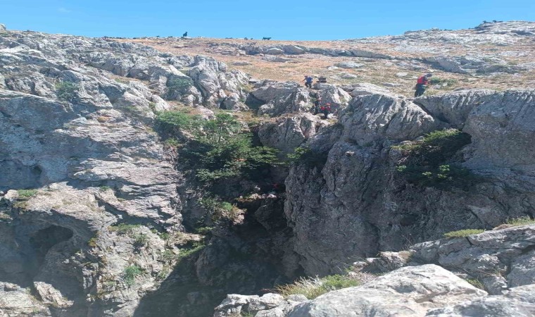 Konyada dağlık alanda nefes kesen keçi kurtarma operasyonu