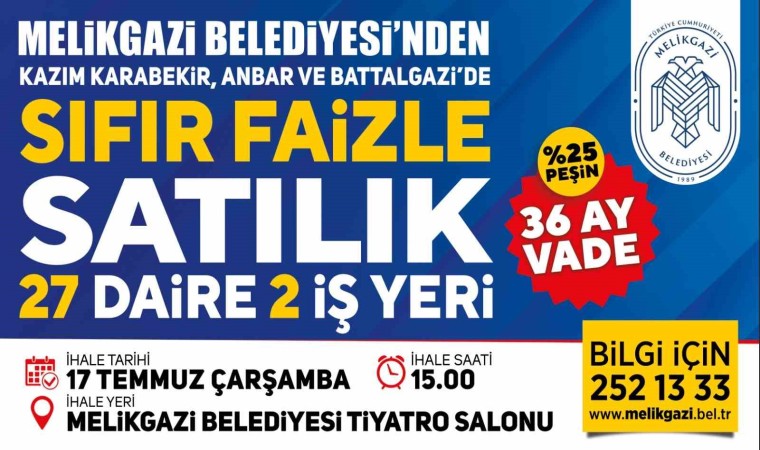 Melikgazi Belediyesinden ev veya işyeri sahibi olmak isteyenlere büyük fırsat