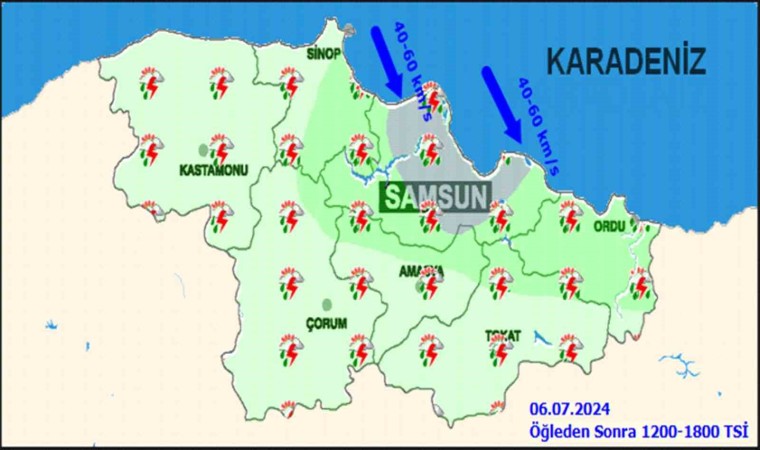 Orta Karadenize su baskını, sel, heyelan ve yıldırım uyarısı