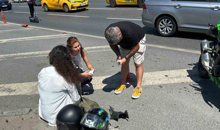 Şişlide epilepsi krizi nedeniyle motosikletin üstünde düştü: Otobüsün altında kalmaktan son anda kurtuldu