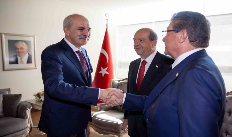 TBMM Başkanı Kurtulmuş, KKTC Cumhurbaşkanı Tatar ve KKTC Başbakanı Üstel ile görüştü