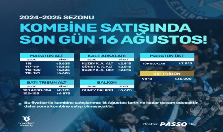 Adana Demirsporun kombine satışlarında son gün 16 Ağustos