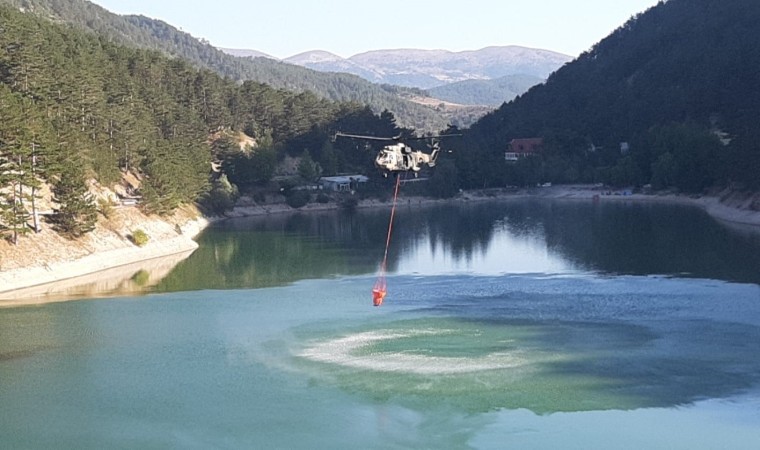 Boludaki orman yangınına havadan müdahale yeniden başladı