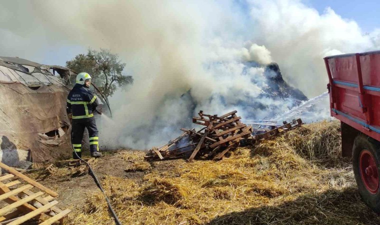 Bursada saman balyaları alevlere teslim oldu