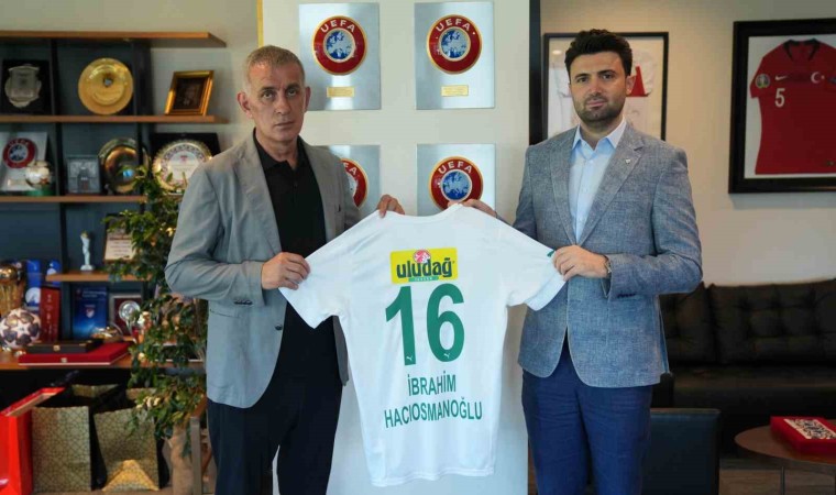 Bursaspor Başkanı Enes Çelik, TFF Başkanı İbrahim Hacıosmanoğlunu ziyaret etti