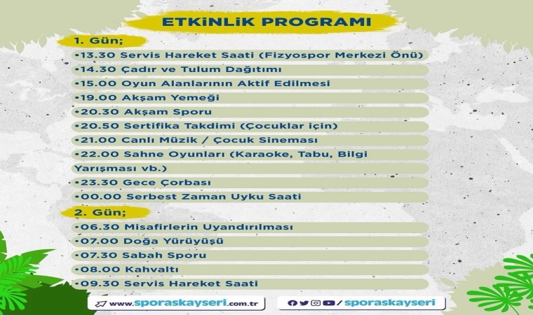 Büyükşehir Spor A.Ş.nin doğa kamplarında yeni hafta kayıtları sürüyor