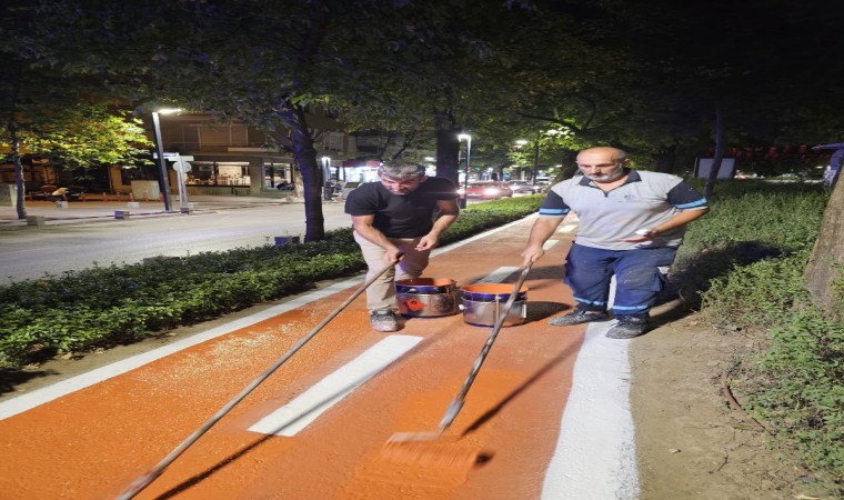 Cumhuriyet Bulvarında bisiklet yolu yenilendi