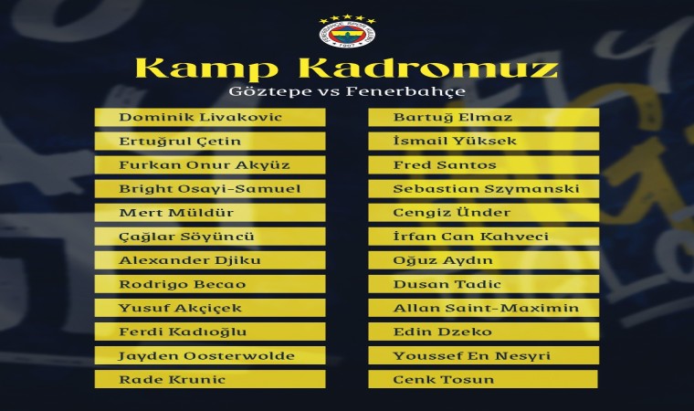 Fenerbahçede Fred ve Ferdi Kadıoğlu kamp kadrosunda