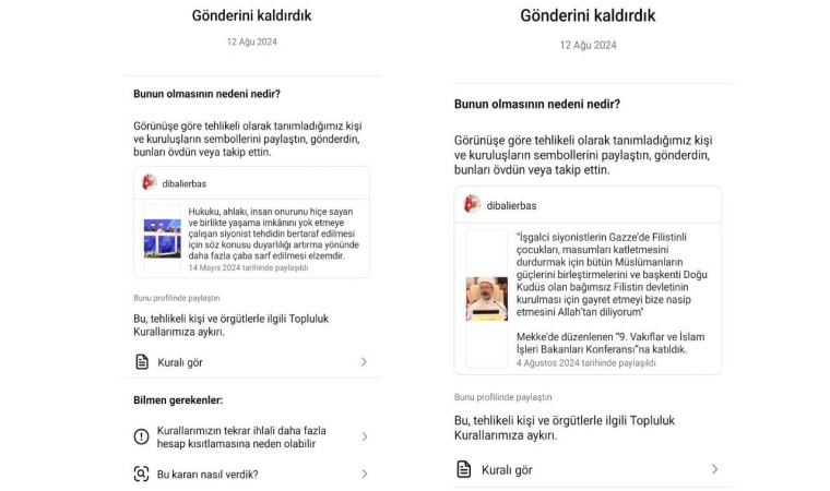 Instagram Türkiyede erişime tekrar açılmasının ardından Diyanet İşleri Başkanı Erbaşın mesajlarını sildi