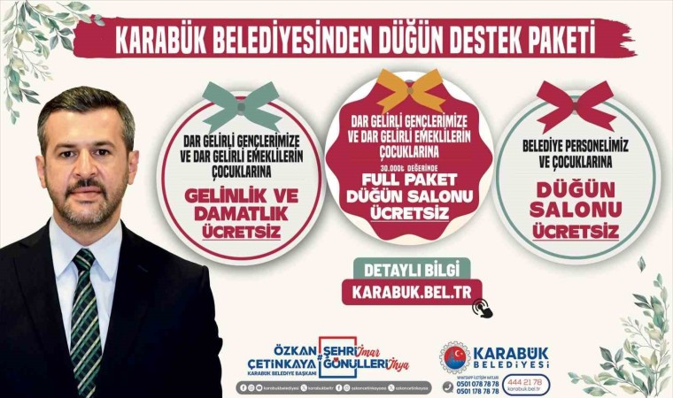 Karabük Belediyesinden dar gelirli çiftlere düğün destek paketi