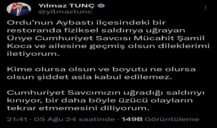 Savcı ile restoran arasındaki gerginlik olayına Bakan Yılmaz Tunçtan açıklama