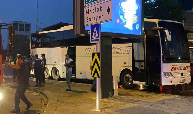 Şişlide şehirlerarası otobüs seyir halindeyken alev aldı