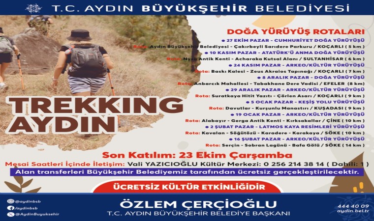 Başkan Çerçioğlu, doğaseverleri Trekking Aydın etkinliği ile buluşturuyor