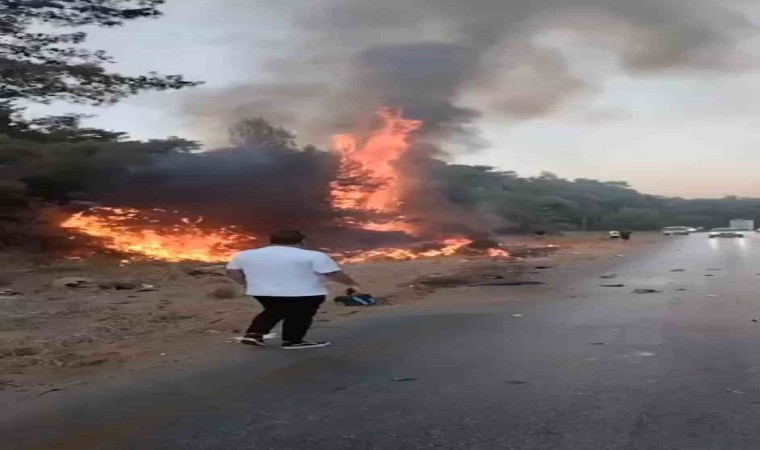 Bodrumda motosikletle çarpışan araçta yangın çıktı: 1 ölü, 2 yaralı