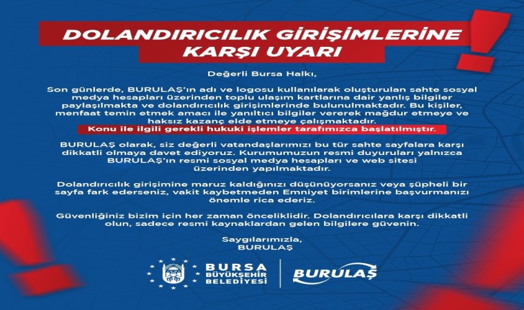 BURULAŞtan dolandıcılık uyarısı