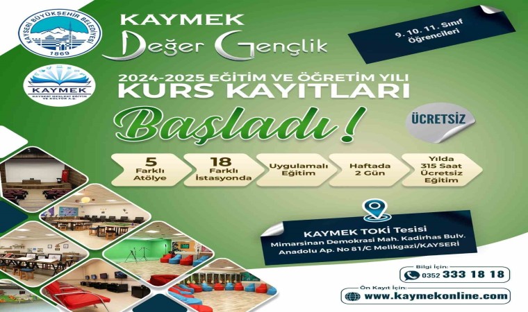 Büyükşehir KAYMEKin Değer Gençlik Merkezi kurs kayıtları başladı