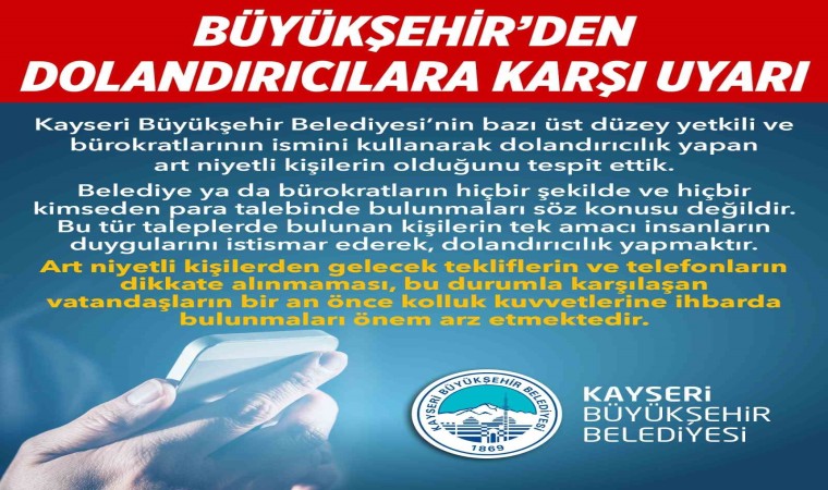 Büyükşehirden ‘dolandırıcılık uyarısı