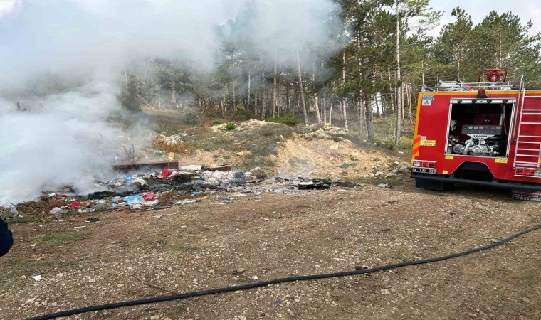 Çöp yangını ormana sıçramadan söndürüldü