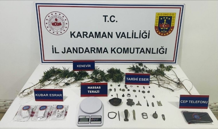 Jandarmadan tarihi eser ve uyuşturucu operasyonu: 1 gözaltı