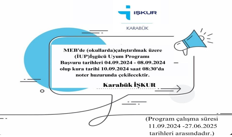 Karabükte İşgücü Uyum Programı başvuruları başladı