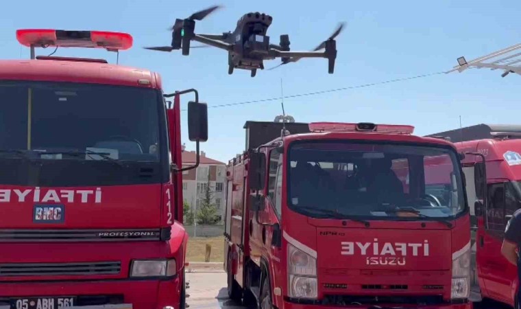 Merzifon itfaiyesi olayların tespitinde dron kullanmaya başladı