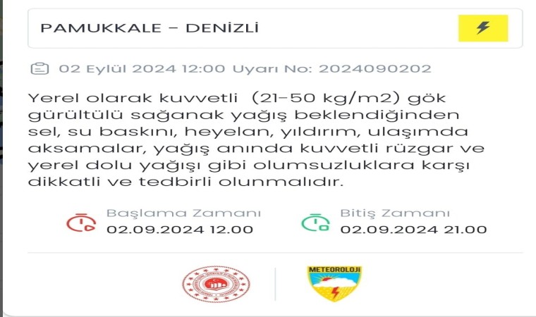 Meteorolojiden Denizliye son dakika uyarısı