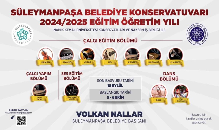 Süleymanpaşa Belediye Konservatuvarı kayıtları başladı