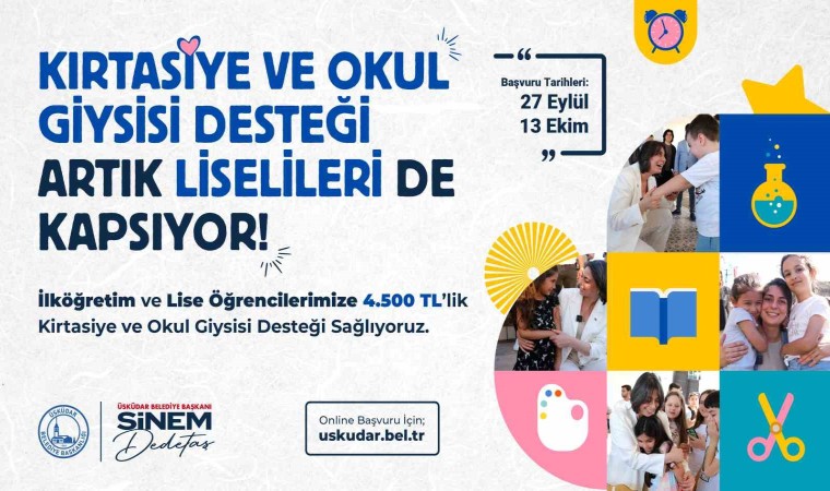 Üsküdar Belediyesinin ilköğretim ve lise öğrencilerine kırtasiye ve okul giysisi desteği sürüyor