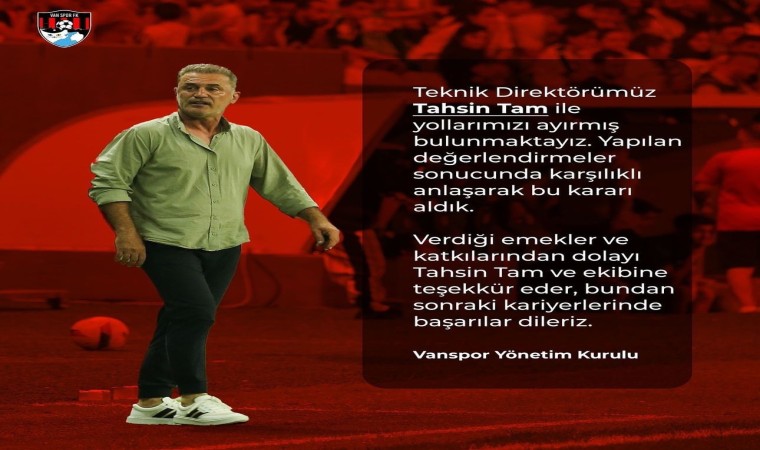 Vanspor, Teknik Direktör Tahsin Tam ile yollarını ayırdı