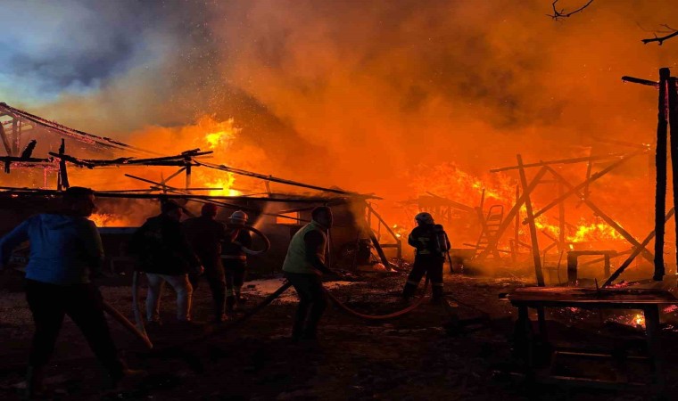 Boluda ev, samanlık, odunluk ve depo alev alev yandı