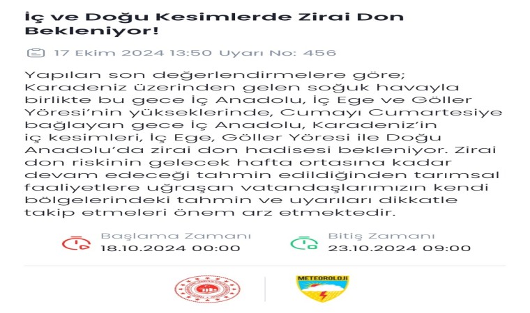 Denizliye zirai don uyarısı