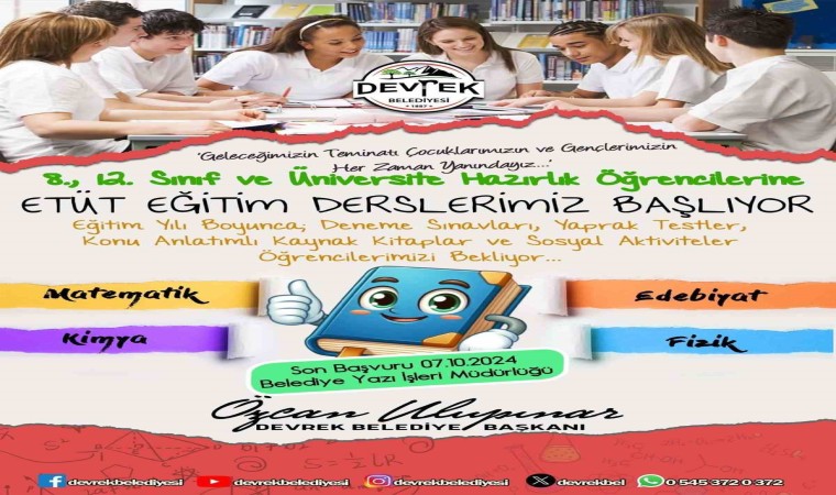 Devrek Belediyesinden öğrencilere eğitim desteği