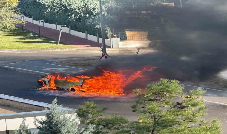 Diyarbakırda park halindeki araç alevlere teslim oldu