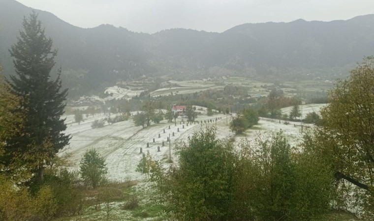 Dolu yağışı Artvini beyaz örtüyle kapladı