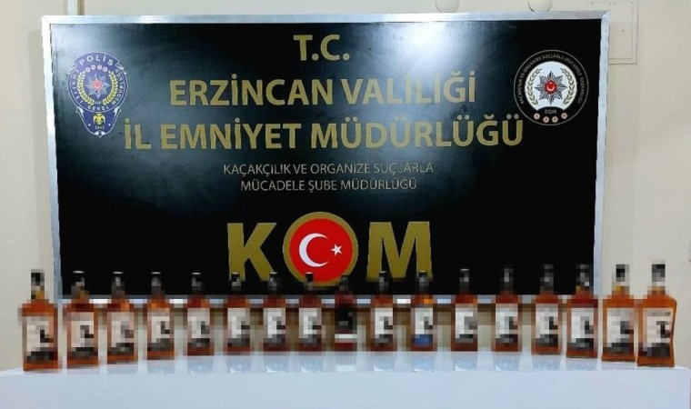 Erzincanda 17 şişe kaçak içki ele geçirildi