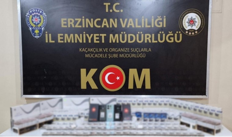 Erzincanda 60 bin değerinde kaçak telefon ve sigara ele geçirildi