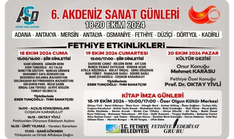 Fethiyede 6. Akdeniz Sanat Günleri başlıyor