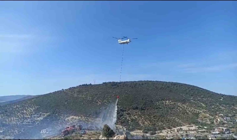 Foçada bir depoda başlayan ve ormanlık alana sıçrayan yangın söndürüldü