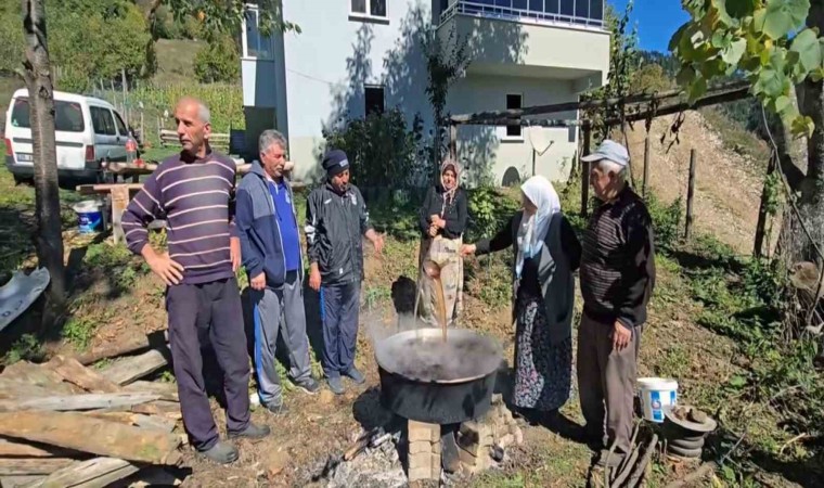 Giresunun Kulakkaya Yaylasında geleneksel armut pekmezi yapımı başladı