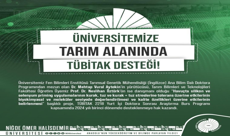 Tarımda kuraklığın olumsuz etkisini önleyecek projesine TÜBİTAK desteği