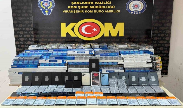 Viranşehirde 85 kaçak cep telefonu ile 5 bin paket sigara ele geçirildi