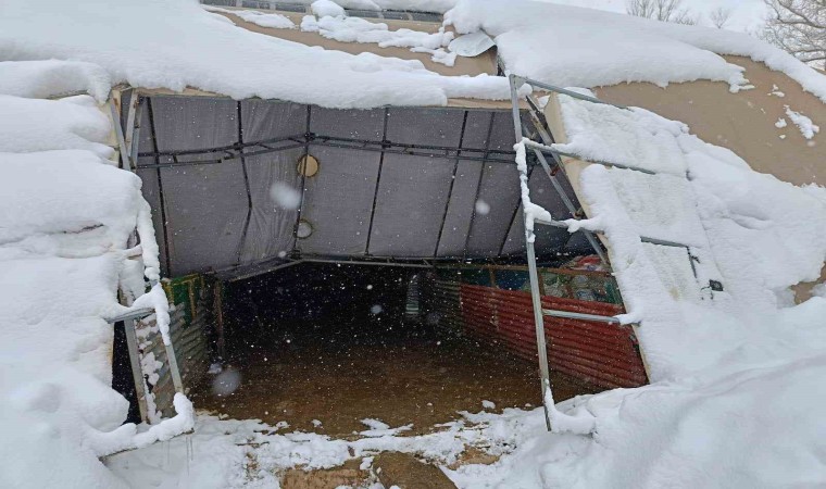 Bayburtta kardan ahırın damı çöktü