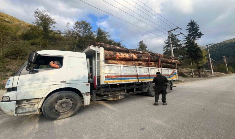 Boluda kaçak odun dolu kamyonlar yakalandı