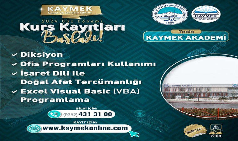 Büyükşehir KAYMEKin yeni kurslarına kayıtlar başladı