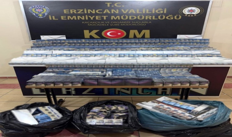 Erzincanda 3873 paket kaçak sigara ele geçirildi