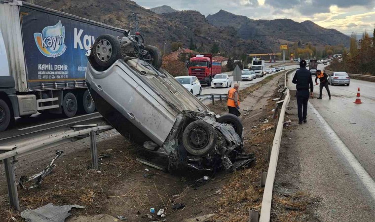 Kırıkkalede takla atan otomobil hurdaya döndü: 1 yaralı