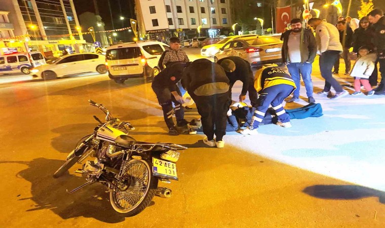 Konyada otomobil ile motosiklet çarpıştı: 1 yaralı